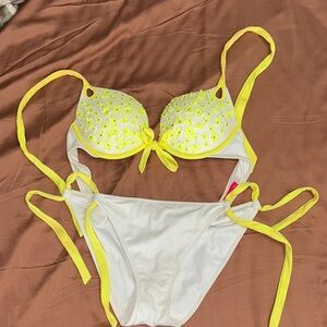Victoria's Secret Yellow and White Bikini